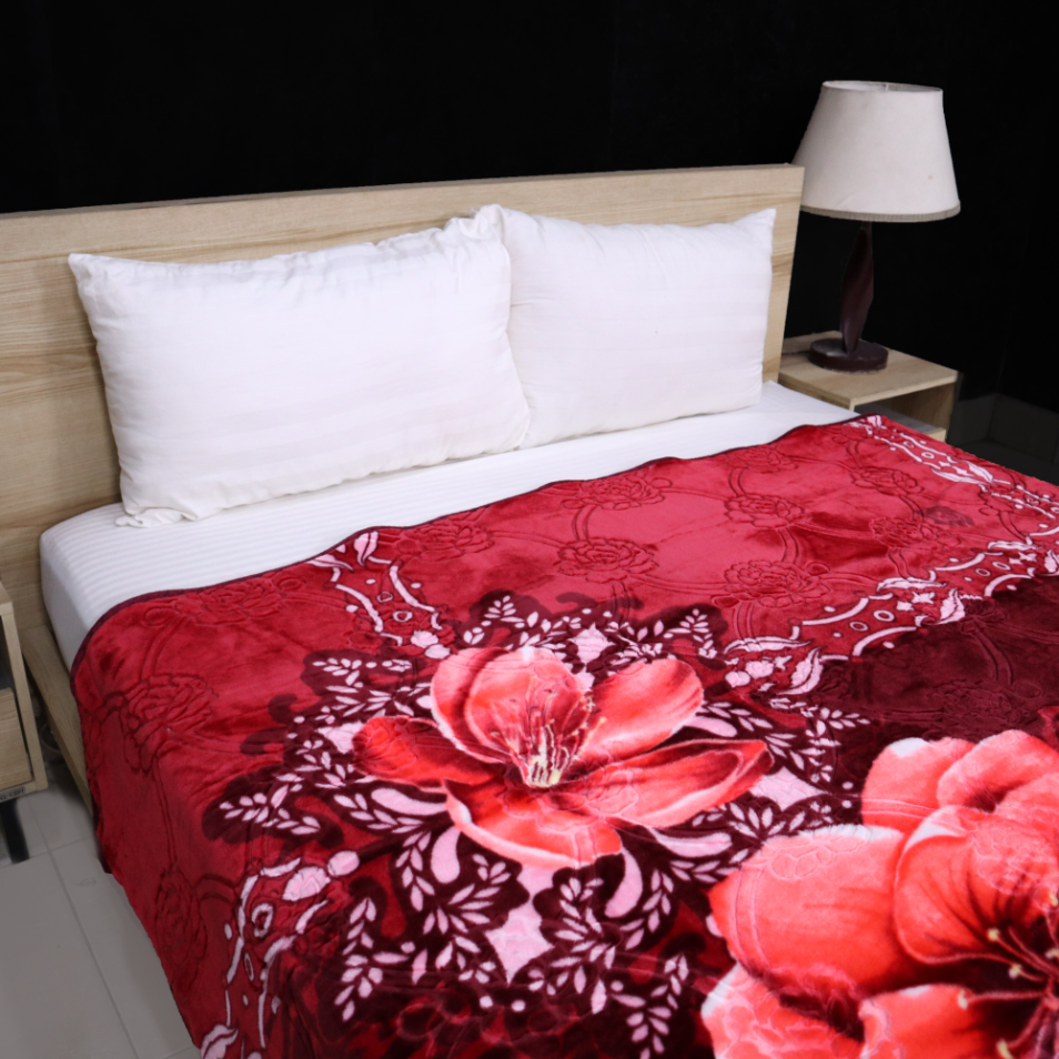 Trendy 1-Ply Double Bed Blanket - Deep Scarlet