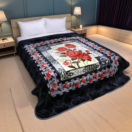 Trendy 1-Ply Double Bed Blanket - Dark Bloom