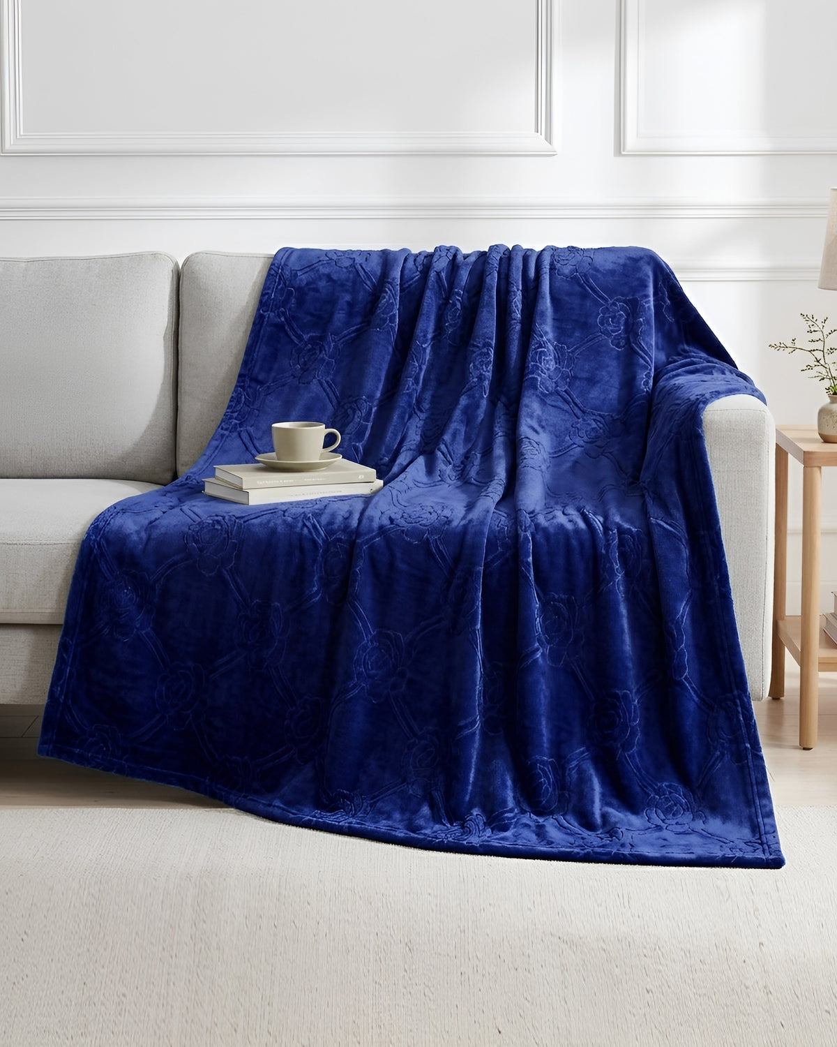 Mansion AC Flannel Blanket - Navy Blue