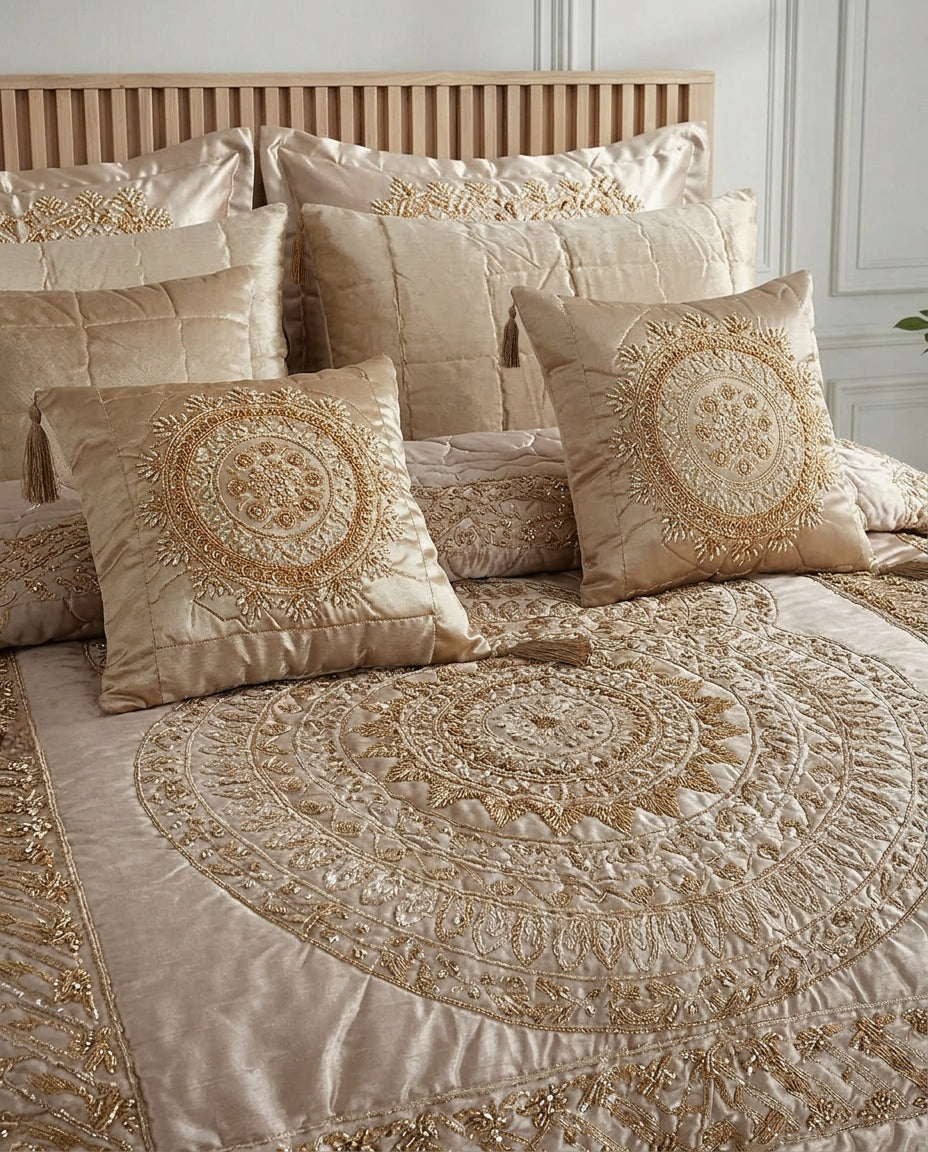 Shahnoor Bed Set 10 Pieces-Zarrin