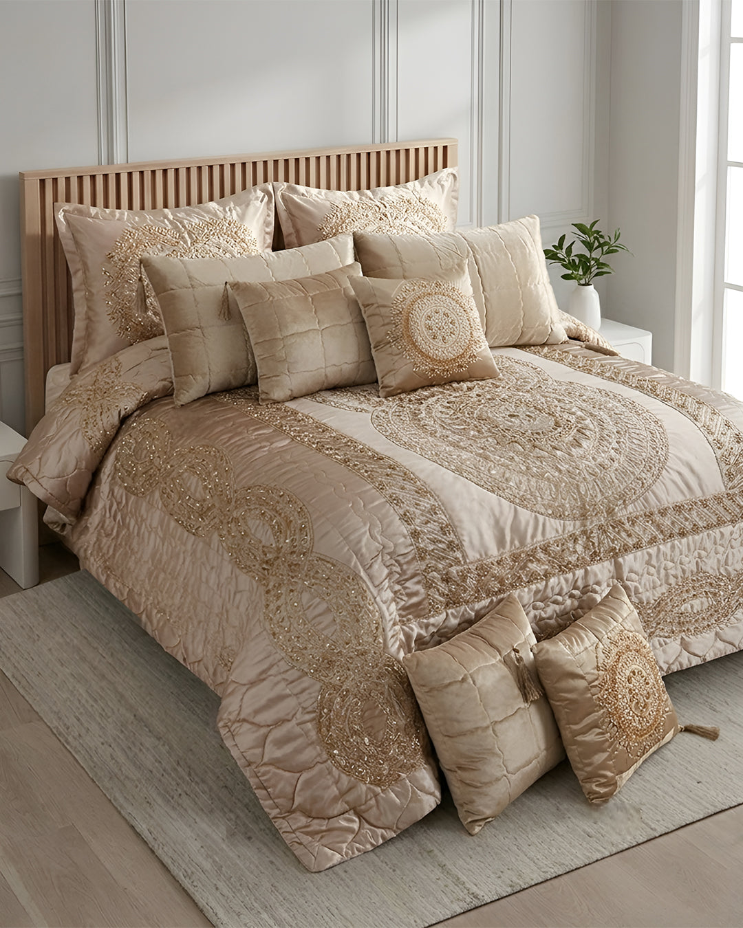 Shahnoor Bed Set 10 Pieces-Zarrin