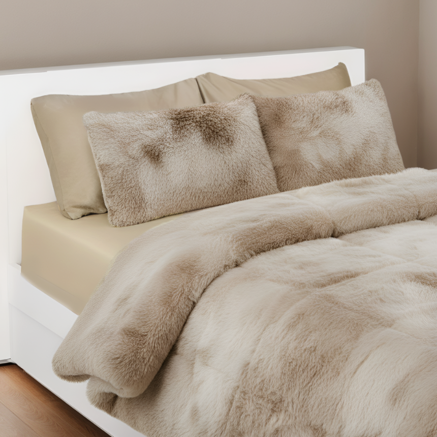 House of Velour 6-Piece Bed in a Bag- Beige