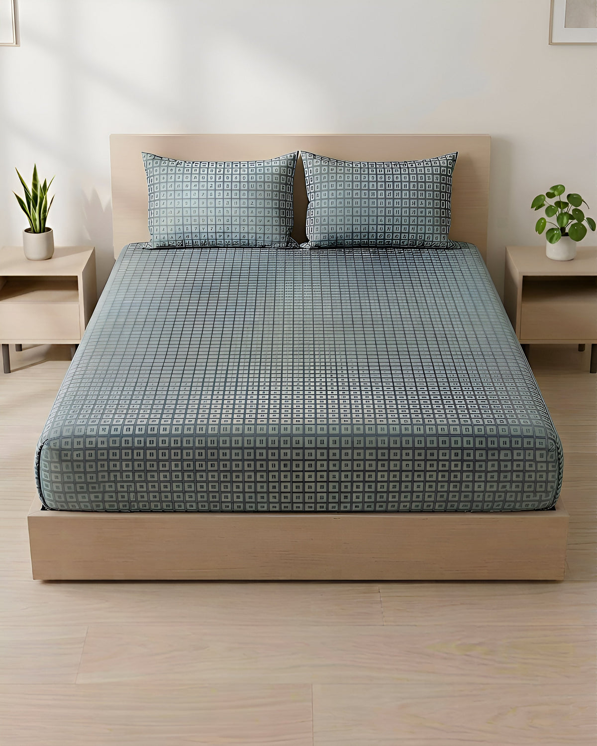 Fantasy Fitted Bed Sheet - Leaf Grid