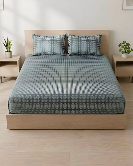 Fantasy Fitted Bed Sheet - Leaf Grid