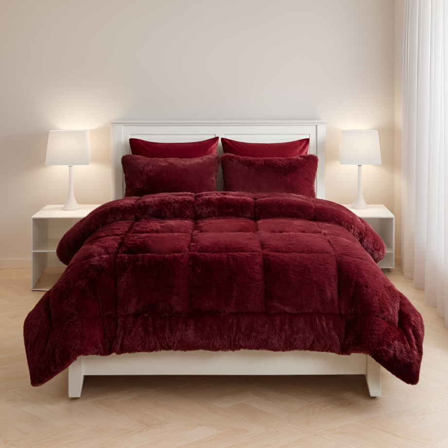 House of Velour 6-Piece Bed in a Bag-Maroon