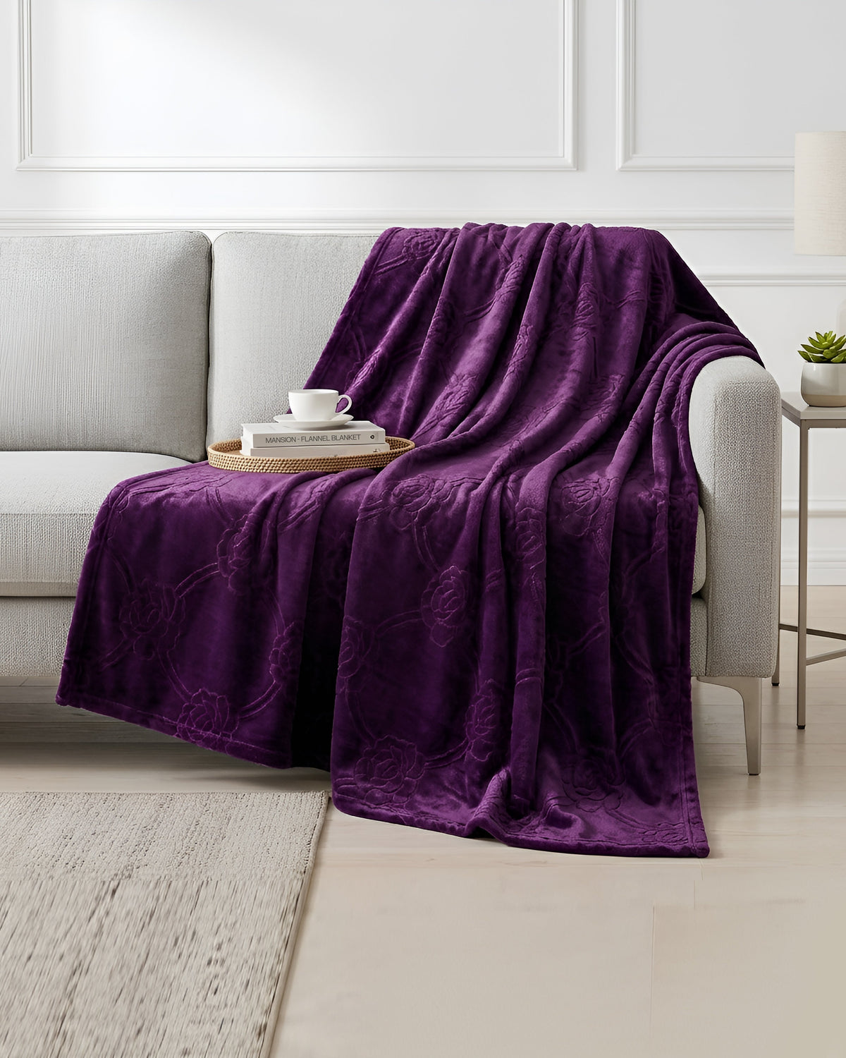 Mansion AC Flannel Blanket - Purple