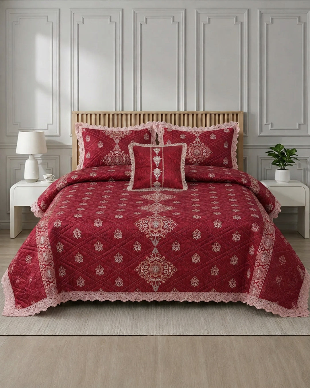 Kastoor Bed Set 4 Pieces-Ruby